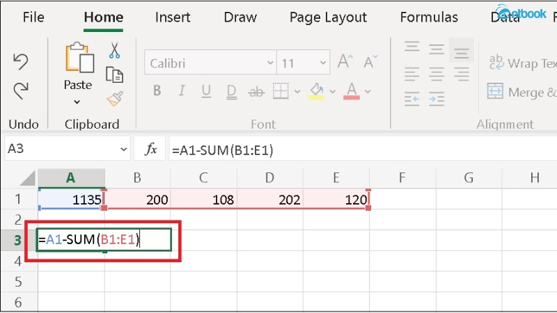 Hàm trừ trong Excel