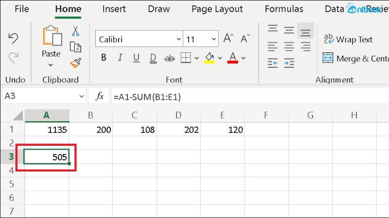 Hàm trừ trong Excel