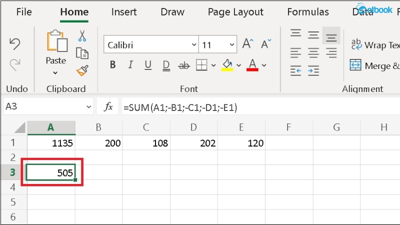 Hàm trừ trong Excel