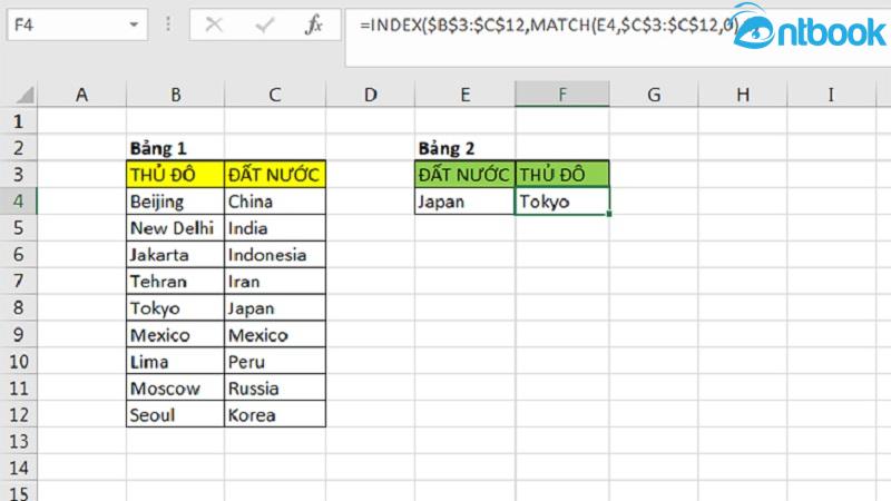 Hàm Match trong Excel