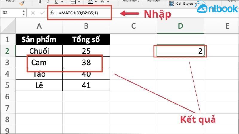 Hàm Match trong Excel