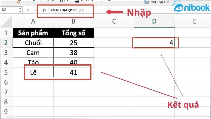 Hàm Match trong Excel