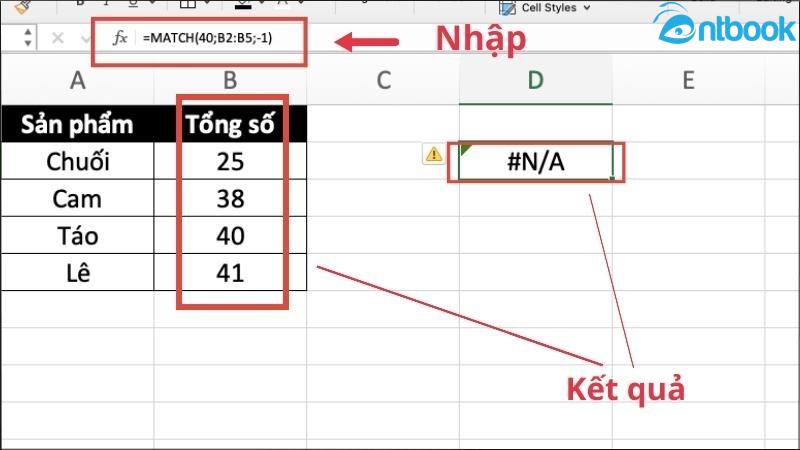 Hàm Match trong Excel