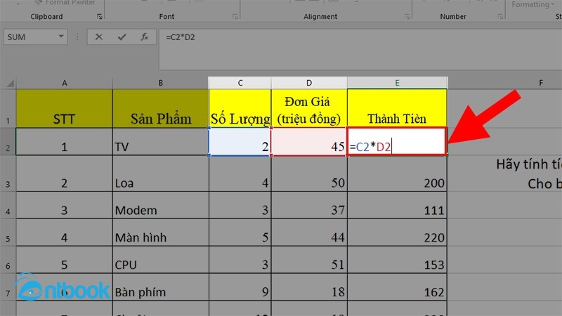 Hàm nhân trong Excel