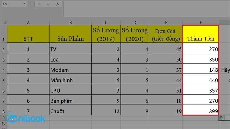 Hàm nhân trong Excel