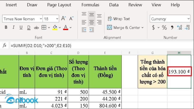 hàm SUMIF trong Excel