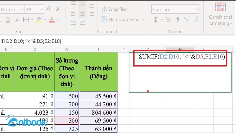 hàm SUMIF trong Excel