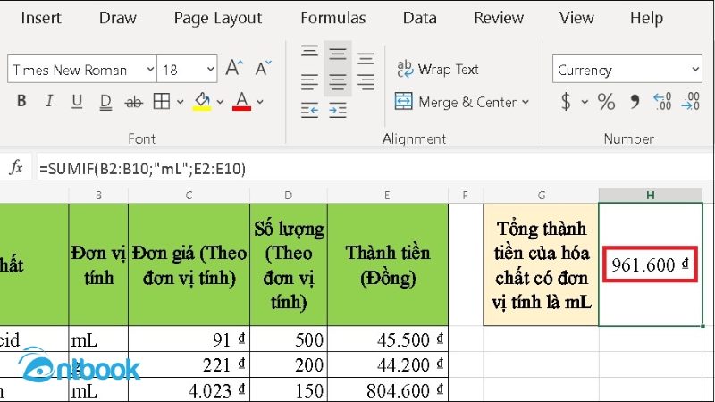 hàm SUMIF trong Excel