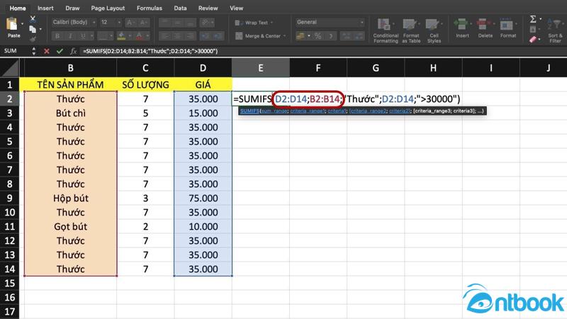 Hàm Sumifs trong Excel