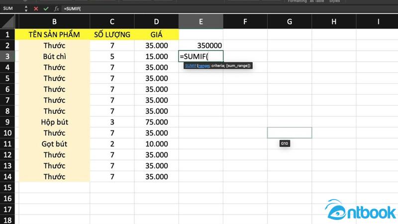 Hàm Sumifs trong Excel