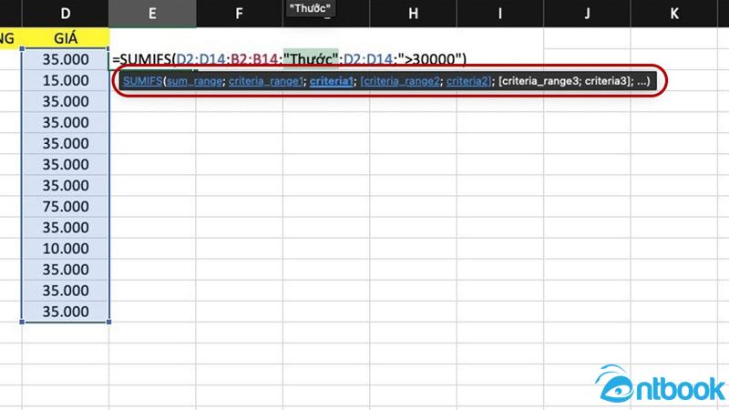 Hàm Sumifs trong Excel