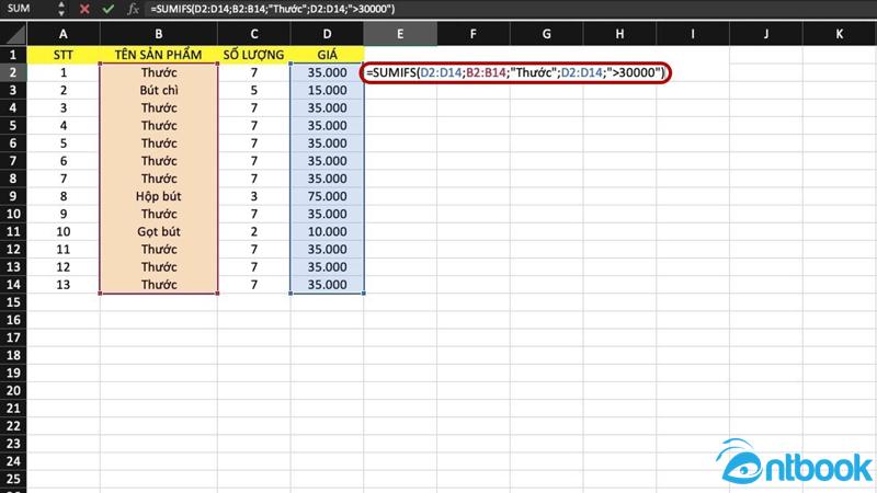 Hàm Sumifs trong Excel