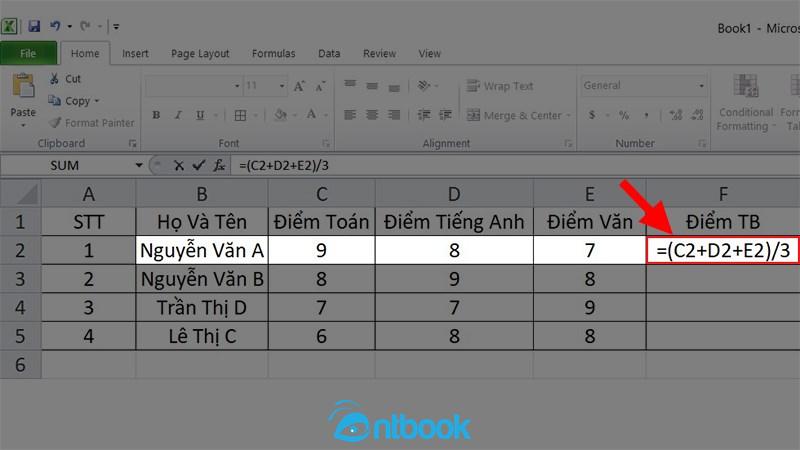 Hàm tính trung bình cộng trong Excel