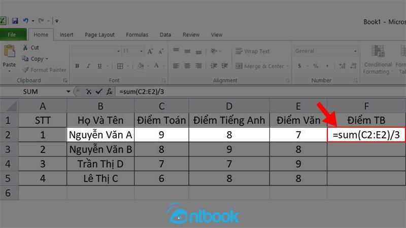 Hàm tính trung bình cộng trong Excel