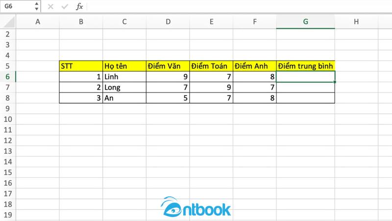 Hàm tính trung bình cộng trong Excel