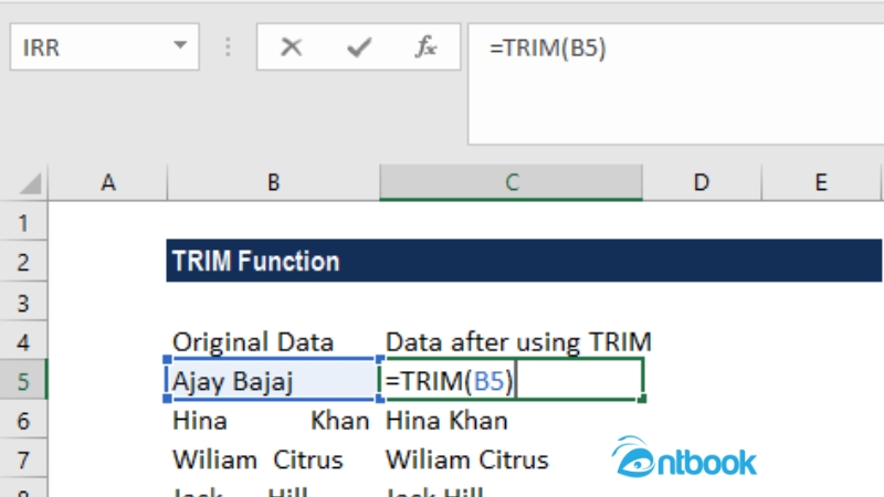 Hàm TRIM trong Excel