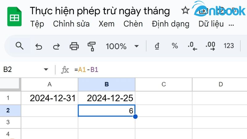 Hàm trừ trong Google Sheet
