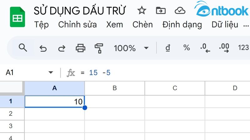 Hàm trừ trong Google Sheet