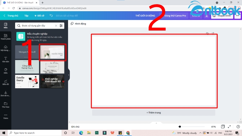cách làm slide trên canva