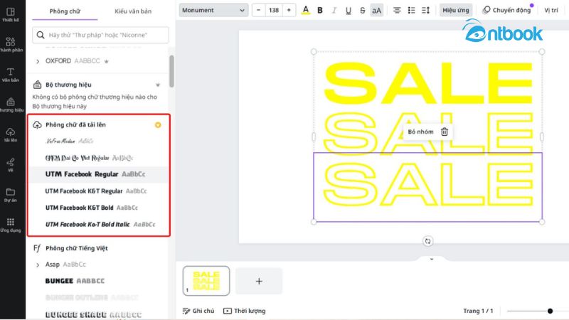 cách tải font chữ lên canva