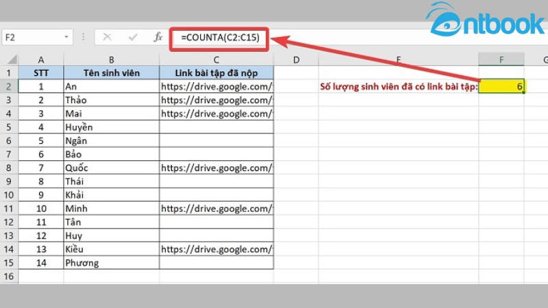 Hàm COUNTA trong Excel