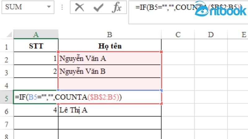 Hàm COUNTA trong Excel