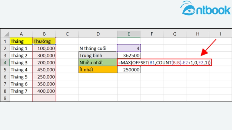 Hàm OFFSET trong Excel
