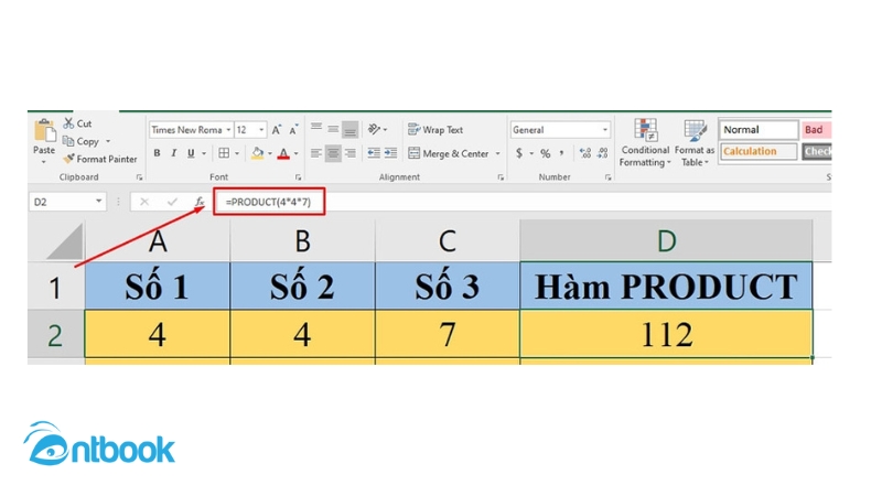 hàm PRODUCT trong Excel