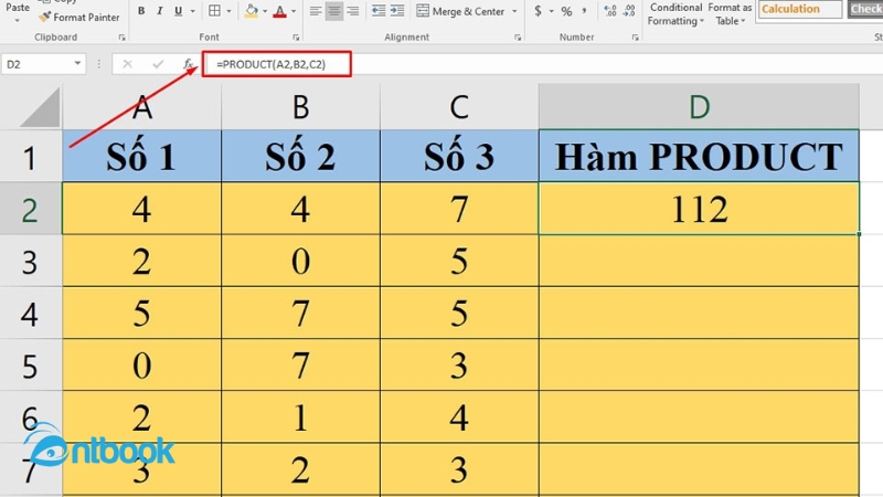 hàm PRODUCT trong Excel