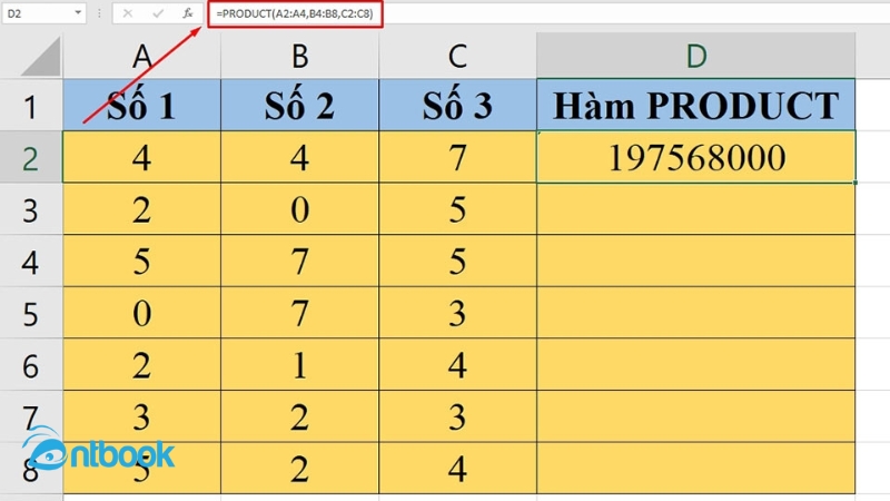 hàm PRODUCT trong Excel