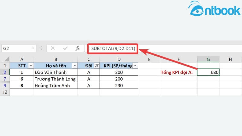 Hàm SUBTOTAL trong Excel
