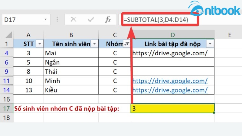 Hàm SUBTOTAL trong Excel
