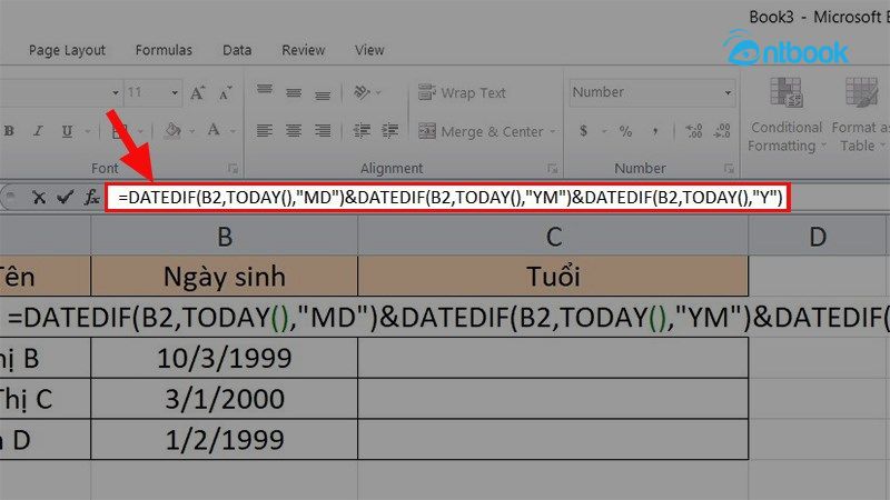 Hàm tính tuổi trong Excel