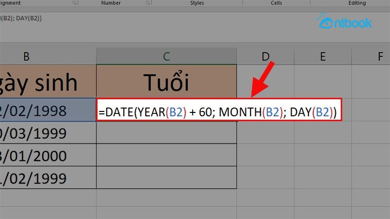 Hàm tính tuổi trong Excel