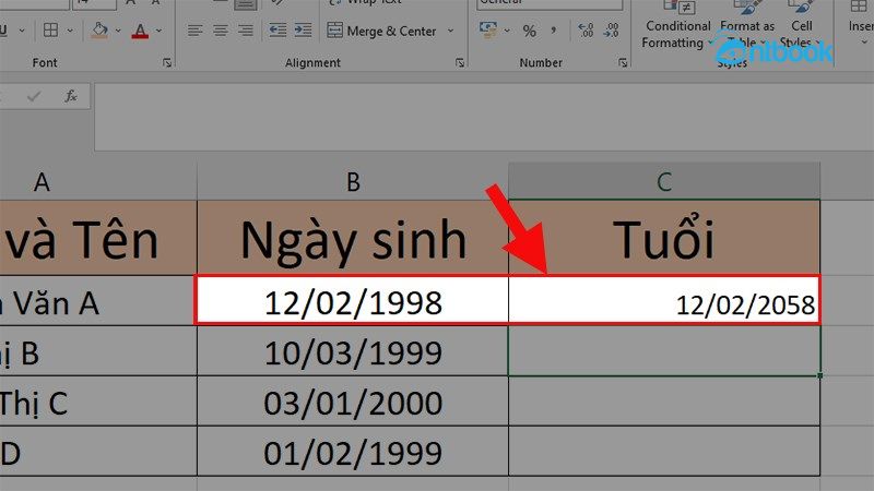 Hàm tính tuổi trong Excel