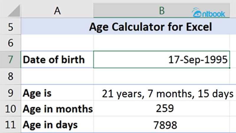 Hàm tính tuổi trong Excel