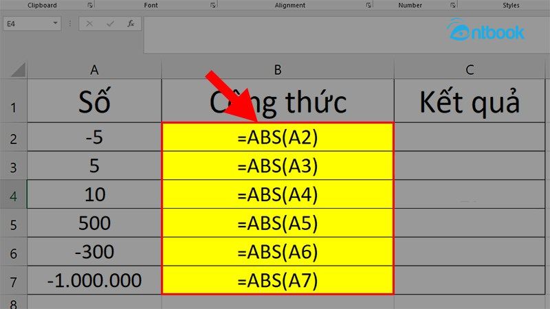 Hàm trị tuyệt đối trong Excel