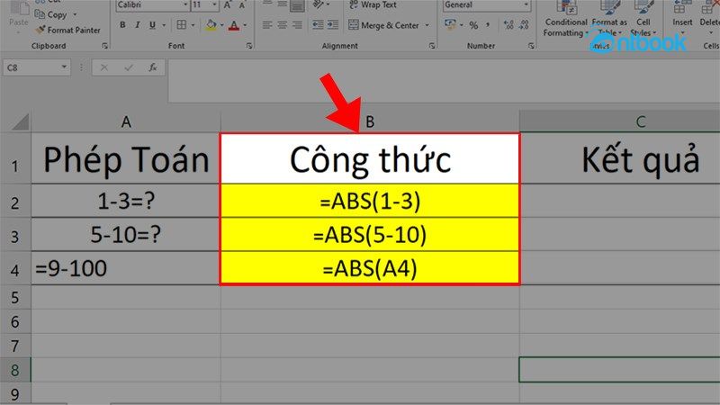 Hàm trị tuyệt đối trong Excel