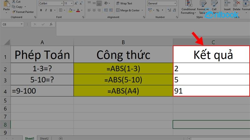 Hàm trị tuyệt đối trong Excel