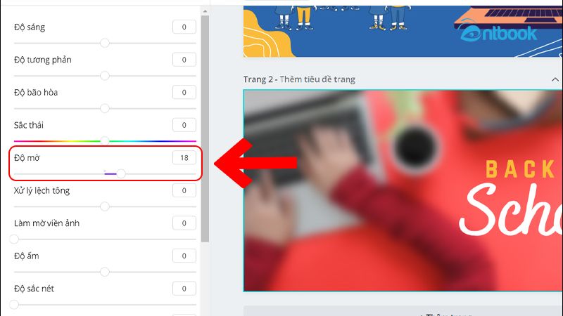 làm mờ ảnh trên Canva