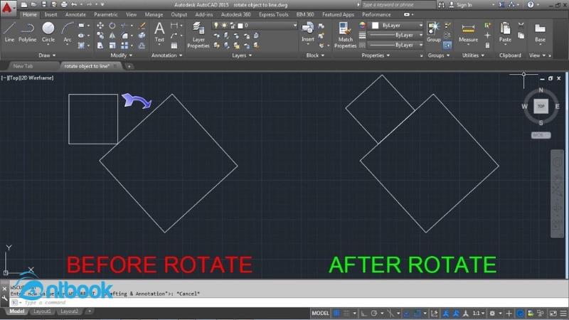 lệnh xoay trong CAD