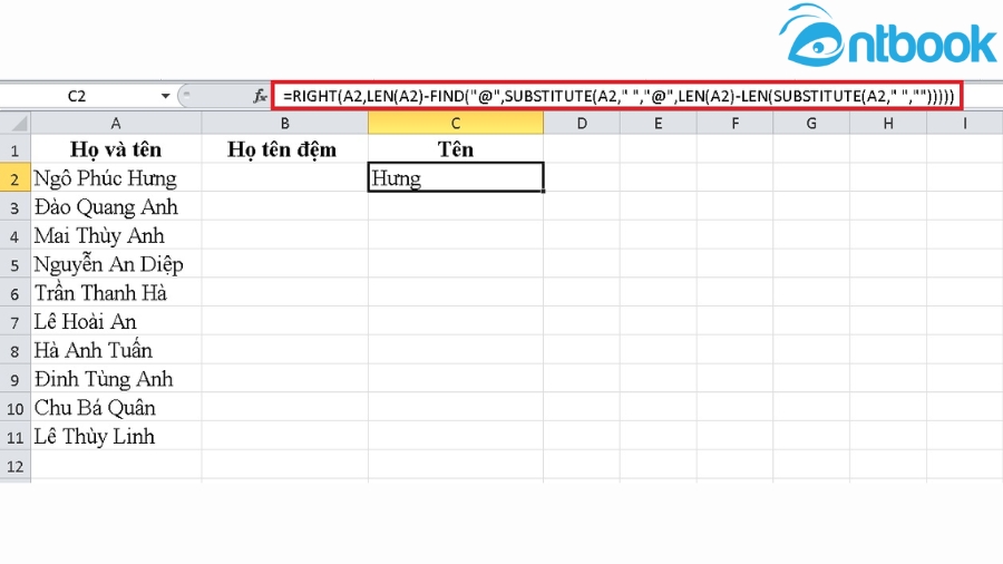 Cách tách họ và tên trong Excel