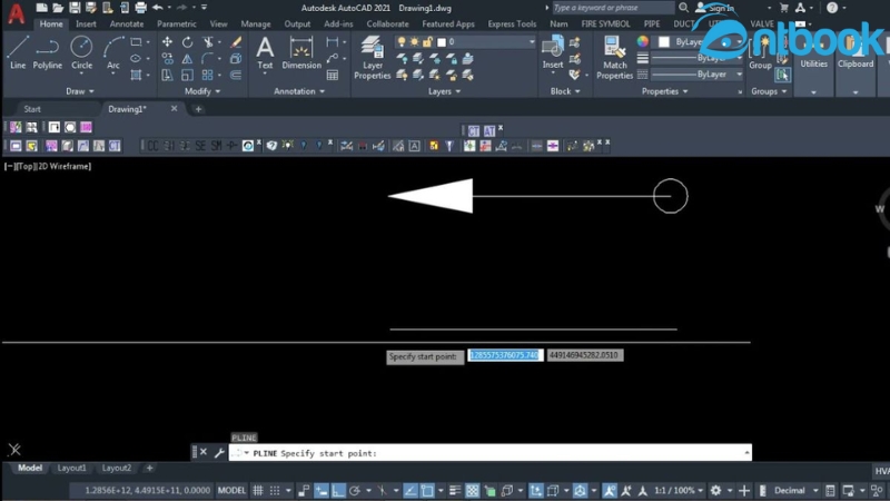 vẽ mũi tên trong AutoCAD