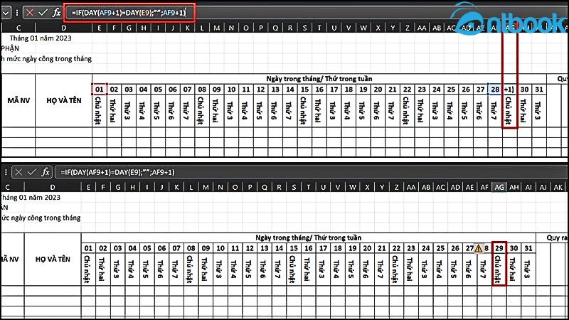 Cách tạo bảng chấm công trong Excel