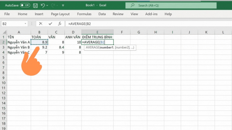 Cách tính điểm trung bình trong Excel