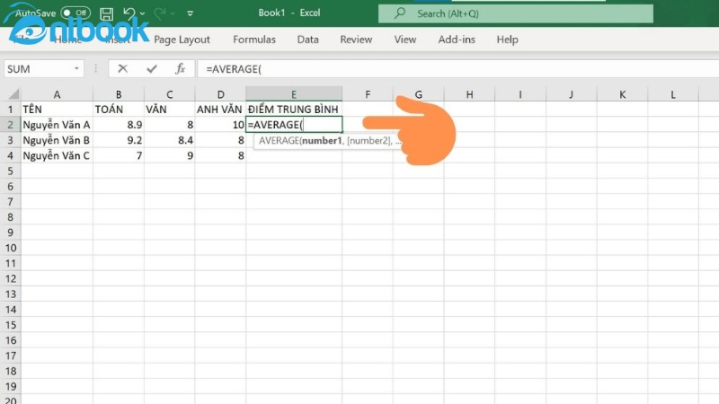 Cách tính điểm trung bình trong Excel