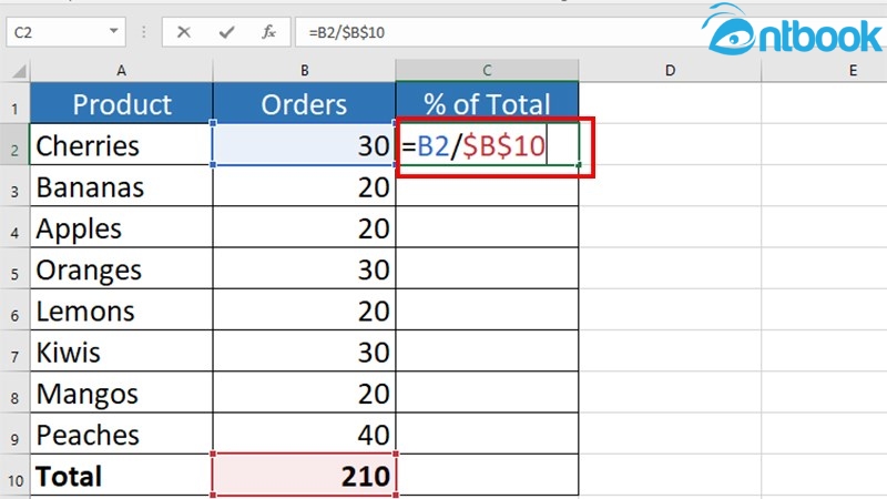 Cách tính phần trăm trong Excel