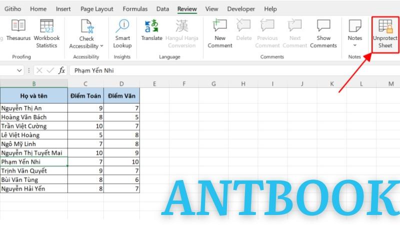 Cách khóa cột trong Excel