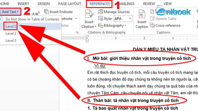 cách làm mục lục trong Word