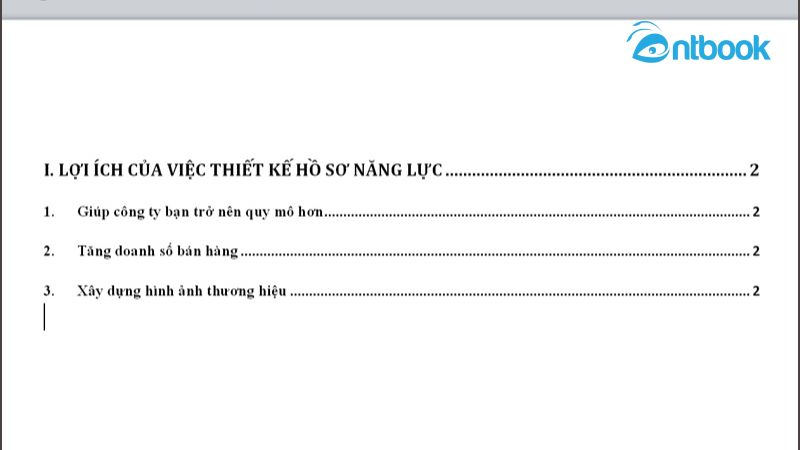 cách làm mục lục trong Word